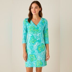 🌴Lilly Pulitzer Palmetto Dress – Lagoon Green Wave Rider S🌴